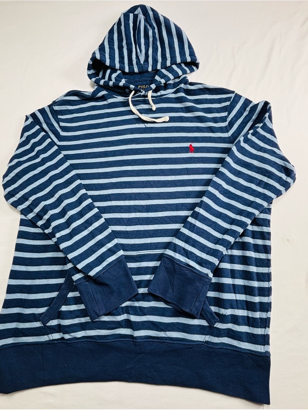 Polo by Ralph Lauren Men's Blue Striped Hooded Pullover W644